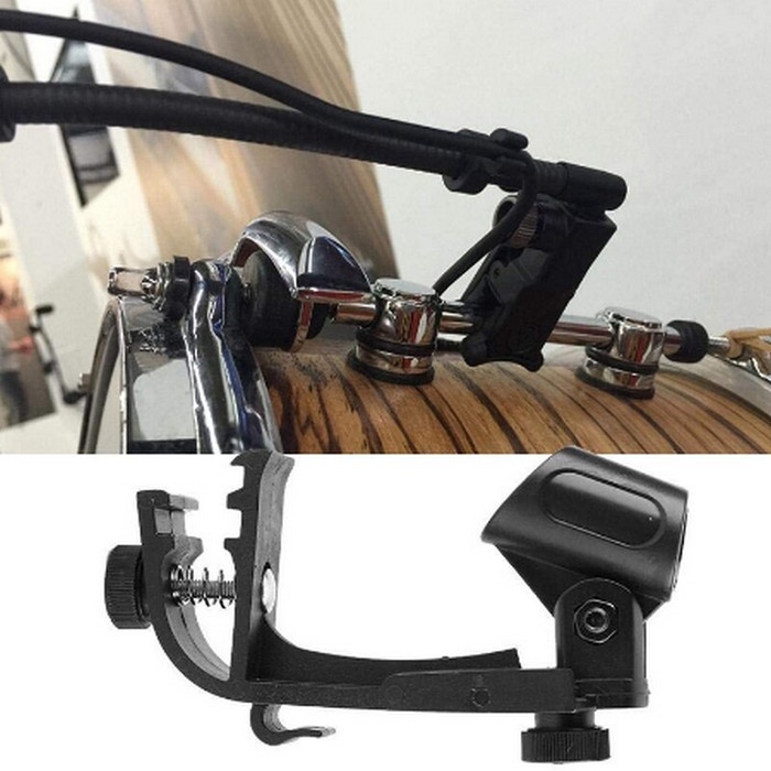 ✨READY✨ -Mic Microphone Holder Mount Clamp Penahan Snare Drum Clip On Rim Shock