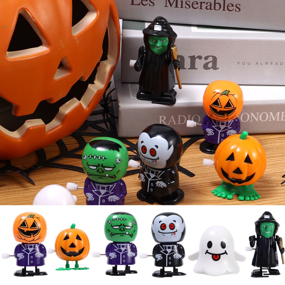 Happy Christmas Party Decor/Novelty Skeleton Zombie Pumpkin Ghost Walking Jumping Toys Untuk Anak-Anak/Trick Treat Perlengkapan Pesta Anak Hadiah Lucu Halloween Mainan Jarum Jam