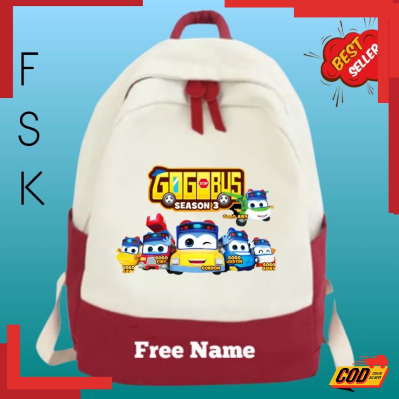 Imlek Hallowen Kado gift //Tas Ransel Anak GOGOBUS, Tas Ransel Anak GOGOBUS 3-12 TAHUN