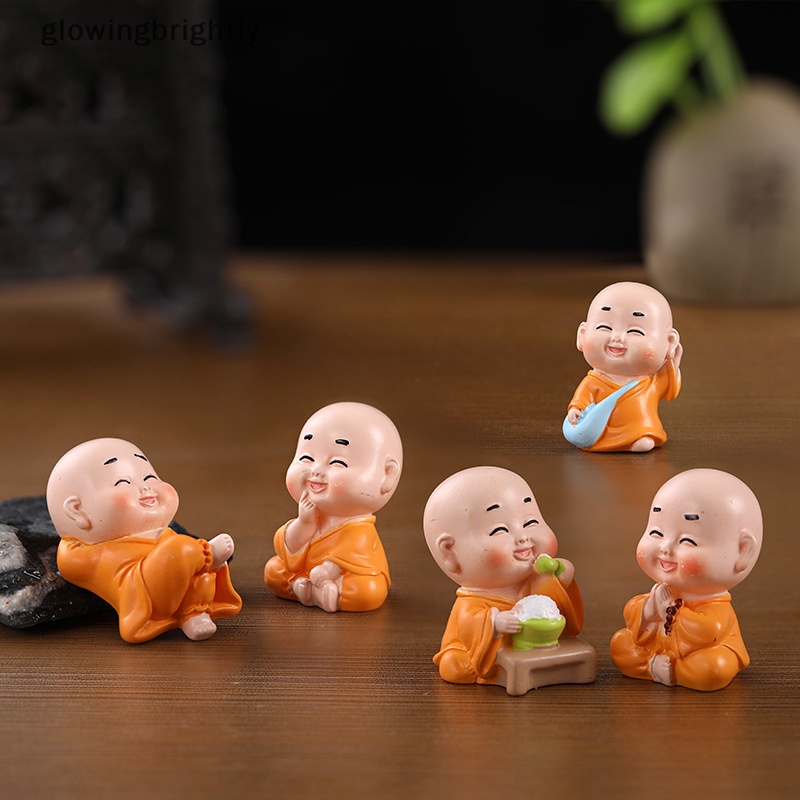 [glowingbrightly] Miniatur Patung Biksu Buddha Ornamen Lanskap Mikro Dekorasi Mobil Rumah TFX