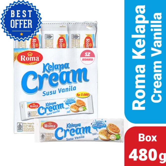 

Roma Kelapa Cream Vanilla Box Biskuit Sandwich Krim ORIGINAL