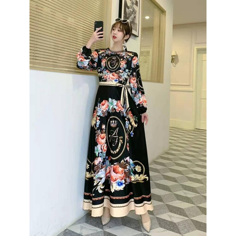 DRESS WANITA MAXI ESTILO HITAM AF IMPORT BKK BANGKOK