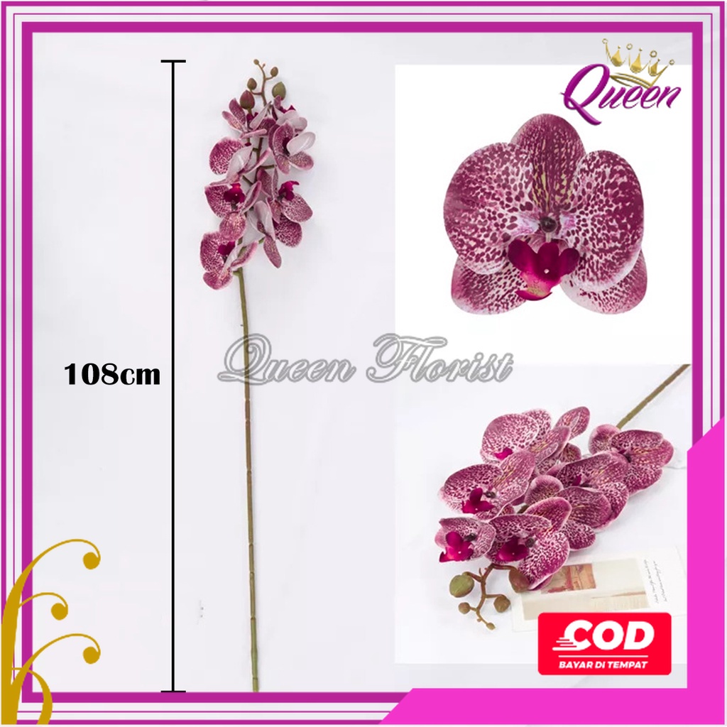 Bunga Anggrek Bulan Latex X9  - 1 PCS Bunga Anggrek Artificia - Bunga Dekorasi - Bunga Import Murah