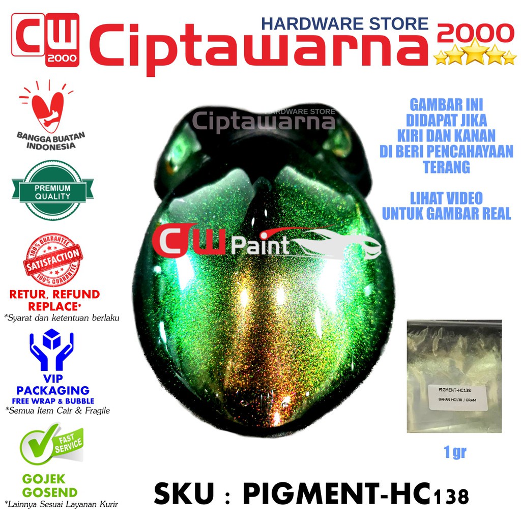 CwPaint Pigment Bubuk 1gr Cat Bunglon Xiralic Green Bronze - HC138X