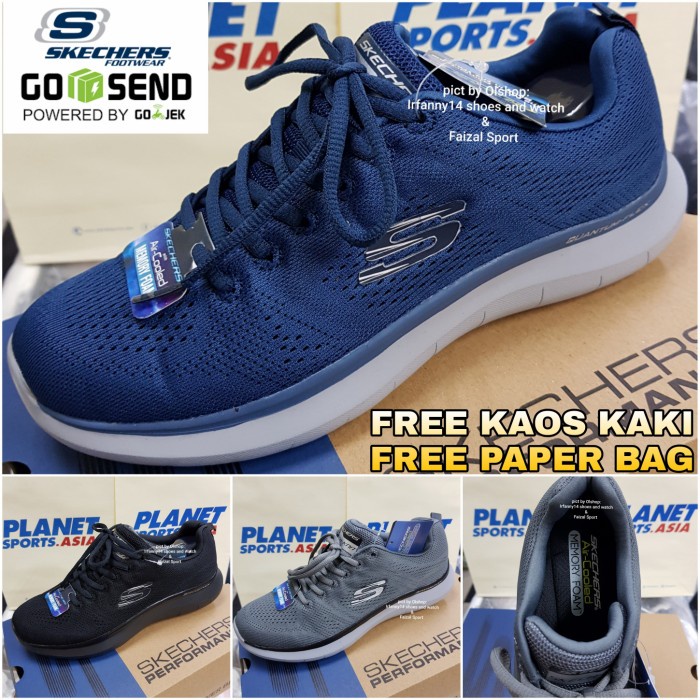 Sepatu Skechers Pria Running/SKECHERS QUANTUM TALI /ALAS FOAM NYAMAN - 39, Hitam Y5R ORIGINAL