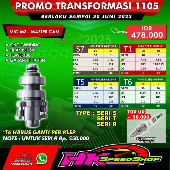 NOKEN AS BRT CAM BRT MIO M3 / FINO 125 / SOUL GT 125 S3 S7 T1 T2 T5 T6