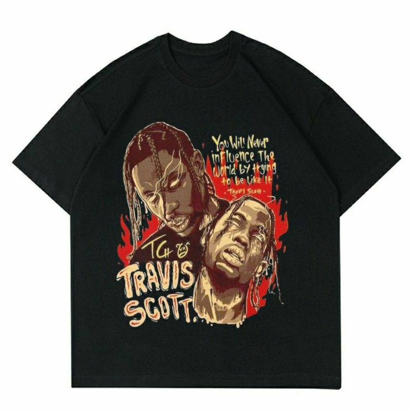 BAJU TRAVIS SCOTT | T-SHIRT KAOS TRAVIS SCOTT BLACK | KAOS BAJU TRAVIS SCOTT | BAJU VINTAGE | KAOS O
