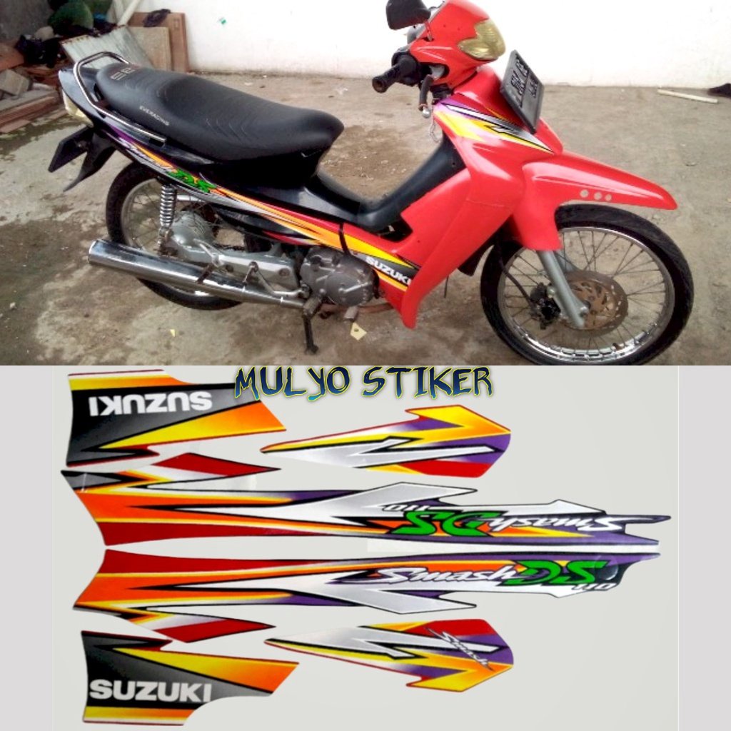 STRIPING STIKER LIS LES POLET suzuki smash 110 ds 2003 2004 2005 2006 hitam merah body standar berku