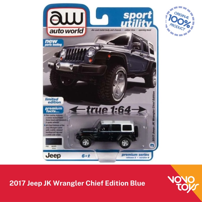 Autoworld 1/64 2017 Jeep JK Wrangler Chief Edition Dark Blue
