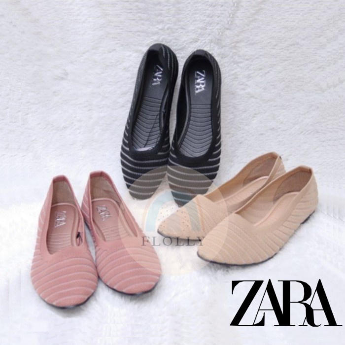 ZARA flat shoes / sepatu sandal wanita zara flat Z-1W original - 36, black