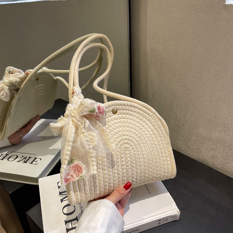 [ COD✅ ] Aroana Bag Jerami Anyaman Tas Wanita 2023 Kasual Baru All-Match Retro Rotan Anyaman Bulat K