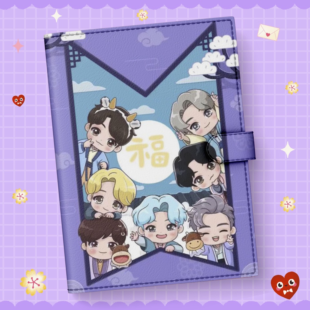 

Binder Notebook Tema BTS Ukuran B5-A5-A6 Bahan Kulit Sintetis Premium