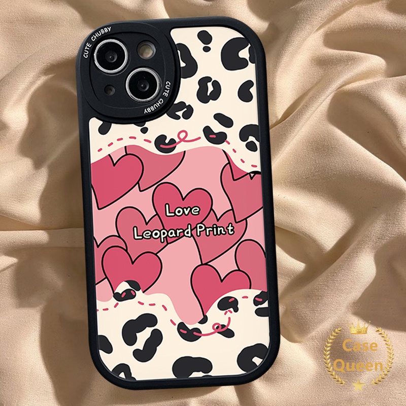 Fashion Motif Leopard Love Heart Case Samsung A23 A14 A72 A02s A32 A03 A51 A10s A21s A22 A31 A73 A52 A33 A53 A52s A50 A12 A04 A13 A50s A30s A20s A71 A20 A03s A11 Couple Soft Cover