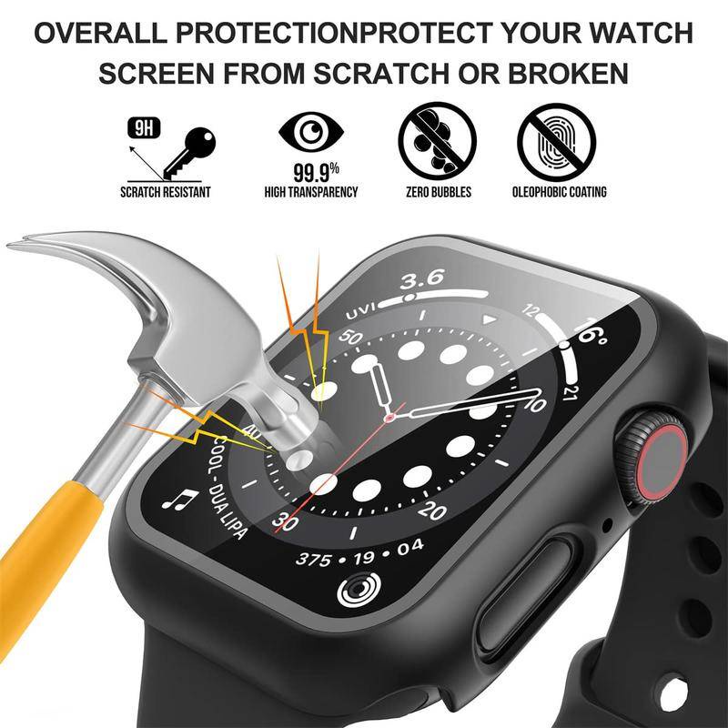 Cover For Apple Watch Series8 7 6 5 4 3 2 1 SE SE2 Tempered Glass Pelindung Layar Untuk iWatch 45mm 41mm 44mm 42mm 40mm 38mm Aksesoris