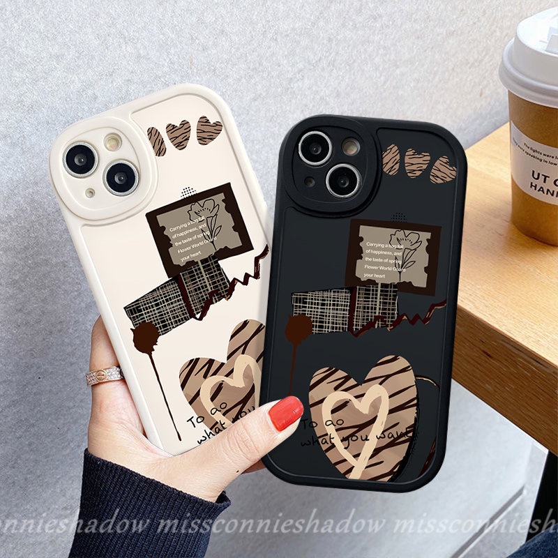 IPHONE Case Huruf Bunga Cinta Hati Sederhana Kompatibel Untuk Iphone11 12 14 13 Pro MAX 7plus XR 78 6 6s 14 Plus X XS MAX SE 2020 Soft TPU Back Cover