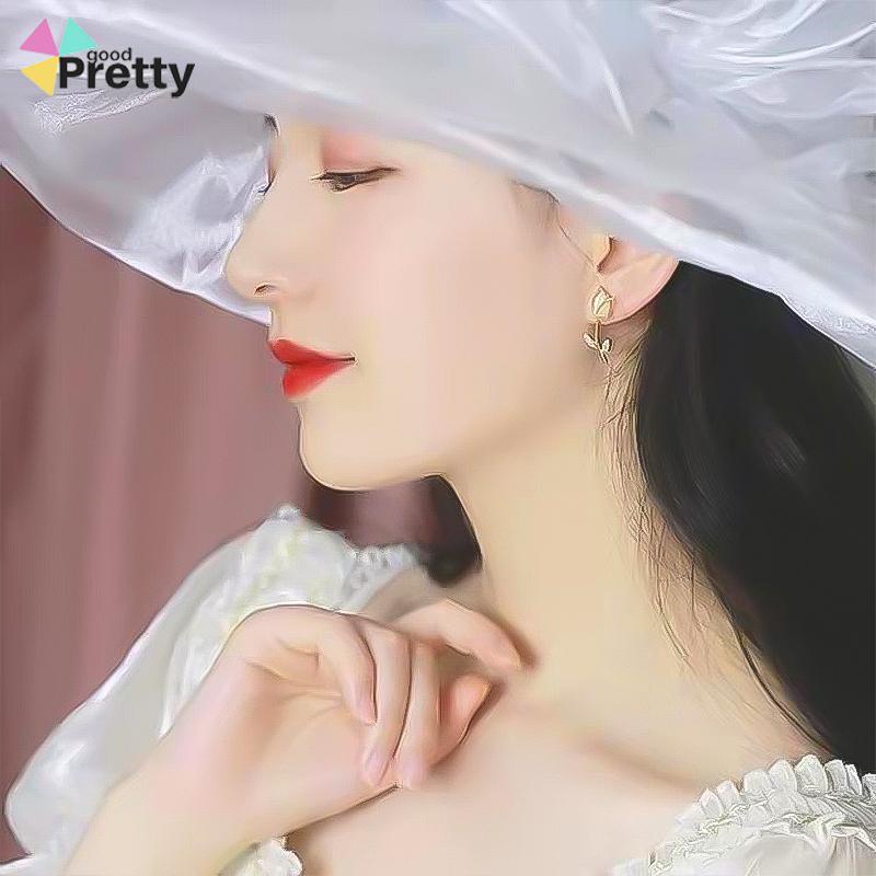 Anting Stud Desain Bunga Tulip Bahan S925 Silver Gaya Korea Untuk Wanita - PD