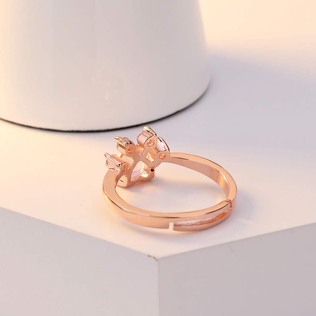 Goldkingdom Aksesoris Perhiasan Fashion Ready Stock Rose Gold Disepuh Berlian Jejak Cincin Eropa Dan Amerika Set Perhiasan Tangan