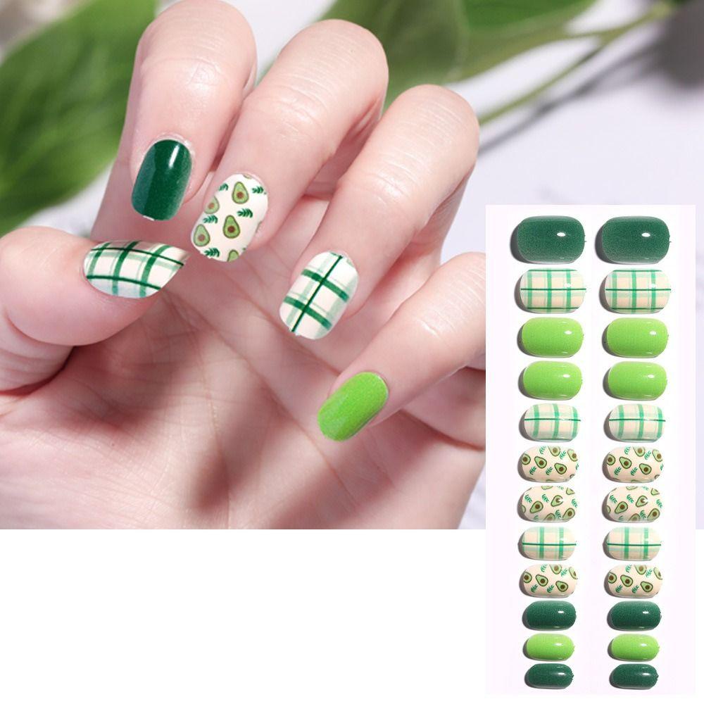 AUGUSTINA Agustina Nail Art Decal Hiasan Kuku Nail Art Candy Color Kartun Manicure Tools Tekan Pada Kuku Kuku Palsu