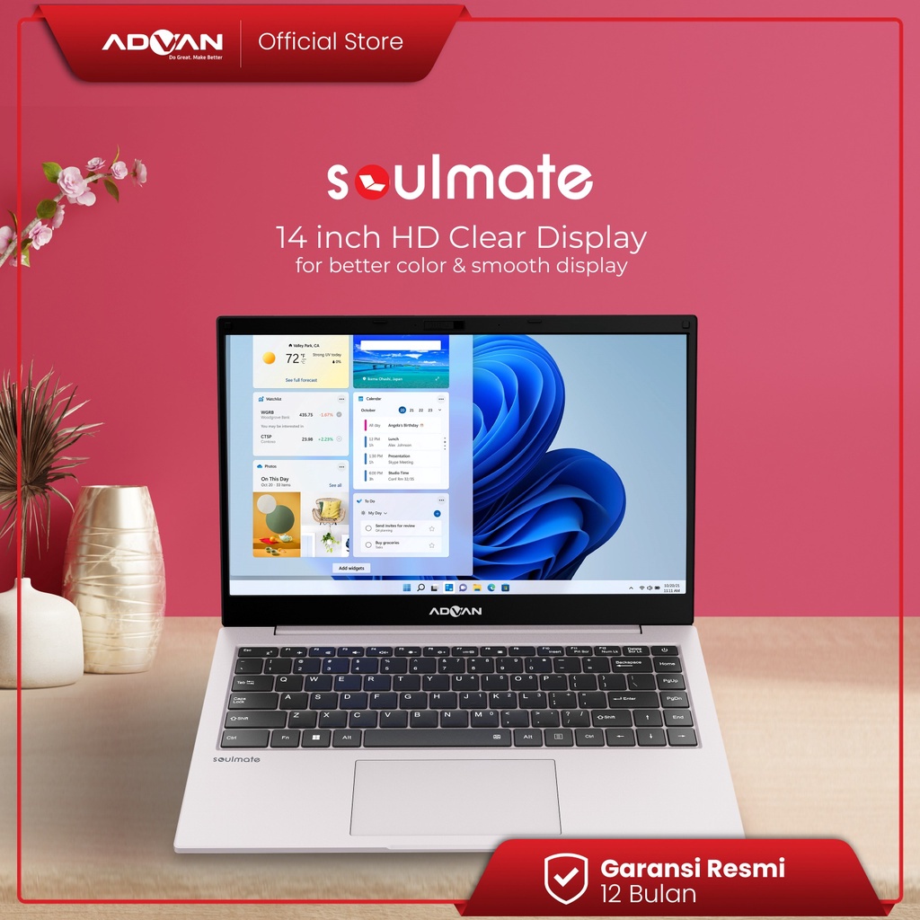 Laptop ADVAN Soulmate 14&quot; Intel Celeron N4020 4GB 128GB Windows 11 Garansi Resmi 1 Tahun - Grey