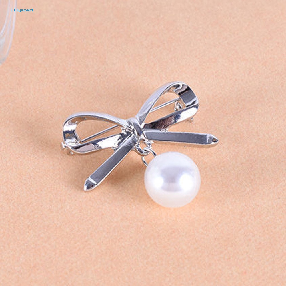 Lilyscent 2 Pcs Wanita Lady Fashion Ikatan Simpul Besar Mutiara Imitasi Alloy Bros Pin Perhiasan Hadiah