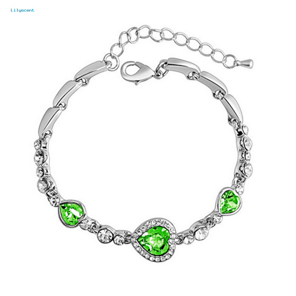 Lilyscent Gelang Tangan Wanita Alloy Untuk Pakaian Sehari-Hari Women Rhinestone Bracelet Lobster Clasps