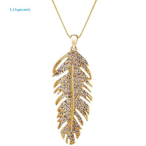 Lilyscent Wanita/'s Fashion Bohemian Alloy Berlian Imitasi Bulu Liontin Link Rantai Kalung