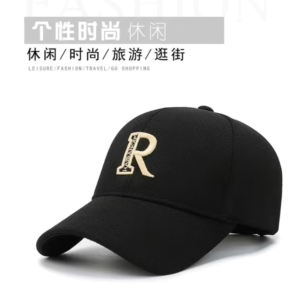 Topi Baseball Fashion Bordir R Wanita Pria Elegan PREMIUM Tebal High Quality Import