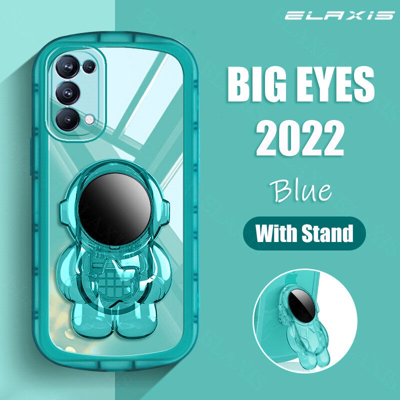Andyh Untuk OPPO Reno5/Reno5 5G/reno5 Marvel Edition Phone Case Tahan Jatuh Transparan Chubby Lembut Silikon Dengan Penyangga Astronot2022 Desain Baru Ponsel Penutup Belakang