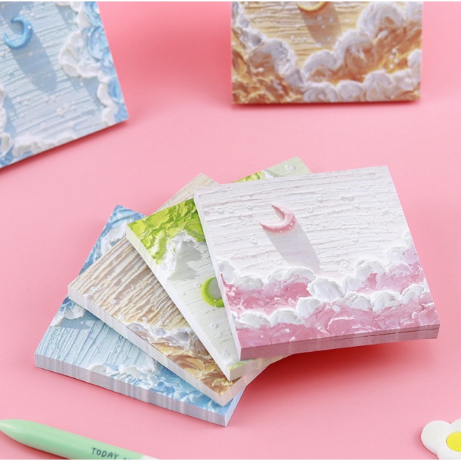 

Sticky notes moon japan oil painting - 50 lbr, green moon