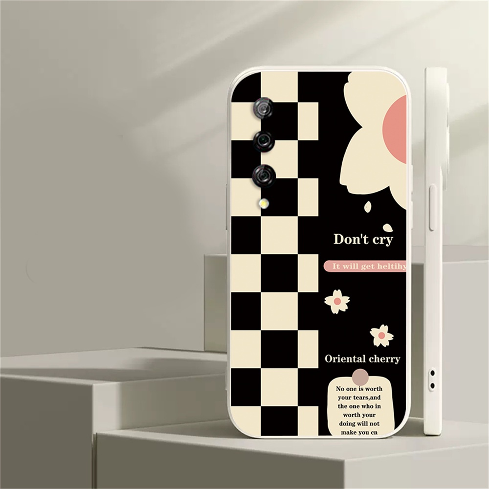 Casing Huawei P30 Lite Nova 5T Nova 3i Nova 7i Y6P Y7A Y6 Pro Y7 Pro 2019 Y9S Motif Kotak-Kotak Bunga Lembut Silicone Phone Case Cover