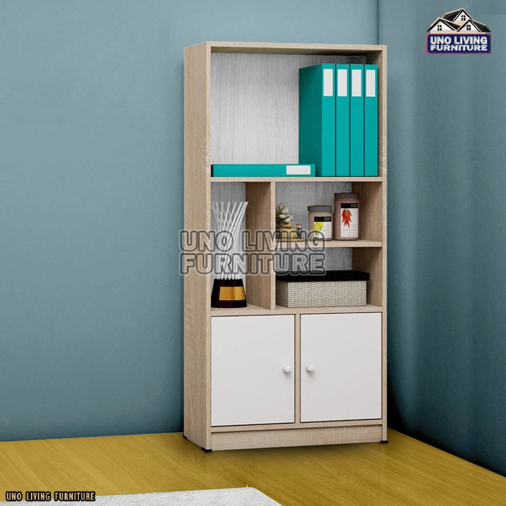 LEMARI RAK BUKU SERBAGUNA RSG 5 RAK KAYU TERBARU MURAH RAK 5 SUSUN DENGAN PINTU