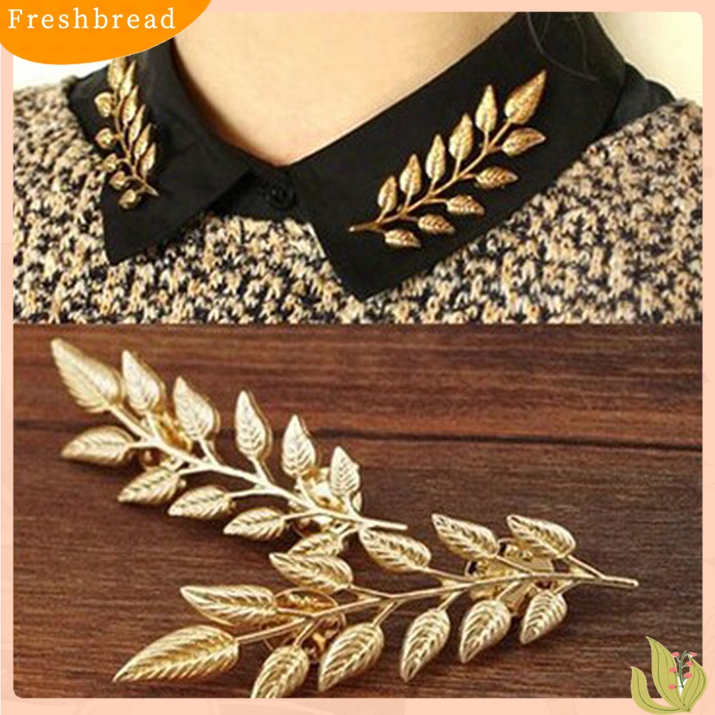 < Freshbread > 1pasang Pin Bros Bentuk Daun Dekorasi Perhiasan Tahan Lama Kerah Bros Pakaian Decor
