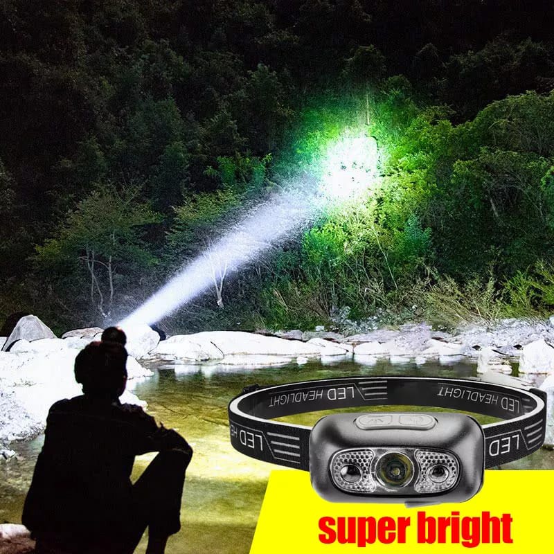 【Ready Stock】Senter Kepala Headlamp Super Terang/Mini Led Headlamp/Lampu Senter Kepala Mini Rechargeable Dengan Sensor