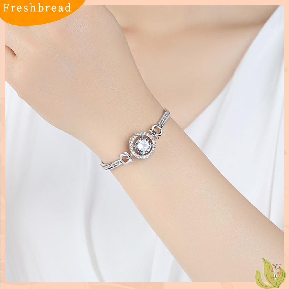 &lt; Freshbread &gt; Mewah Cubic Zirconia Bertatahkan Adjustable Rantai Gelang Bangle Wanita Perhiasan Hadiah