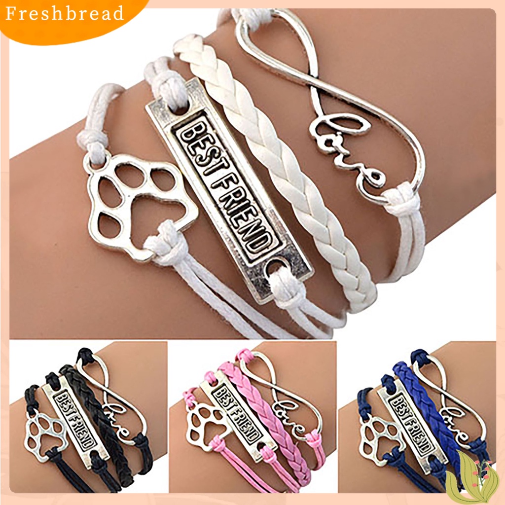 &lt; Freshbread &gt; Gelang Vintage Footprint Menenun Tali Alloy Infinity Bracelet Untuk Pesta