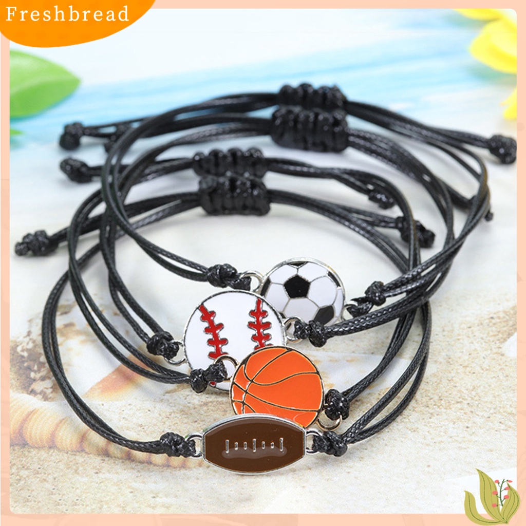 &lt; Freshbread &gt; Gelang Olahraga Sepak Bola Dikepang Unisex Adjustable Wax Line Bracelet Fan Gift