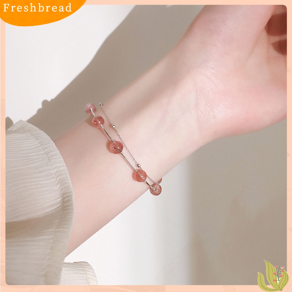 &lt; Freshbread &gt; Rantai Ekstensi Dapat Disesuaikan Indah Wanita Gelang Manis Lapisan Ganda Kristal Imitasi Gelang Hadiah Ulang Tahun