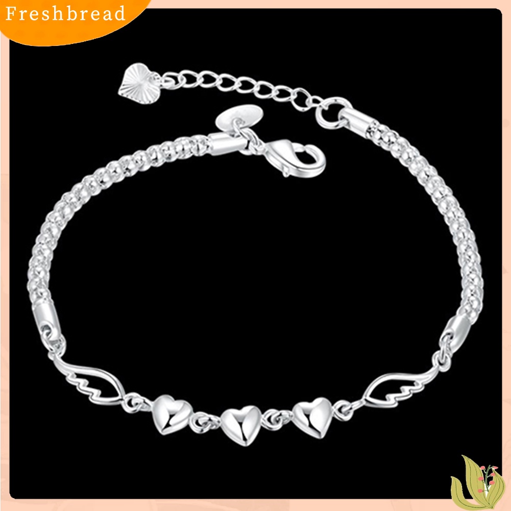 &lt; Freshbread &gt; Gelang Rantai Adjustable Pengerjaan Halus Dapat Digunakan Kembali Mewah Cinta Hati Pesona Gelang Perhiasan Perempuan