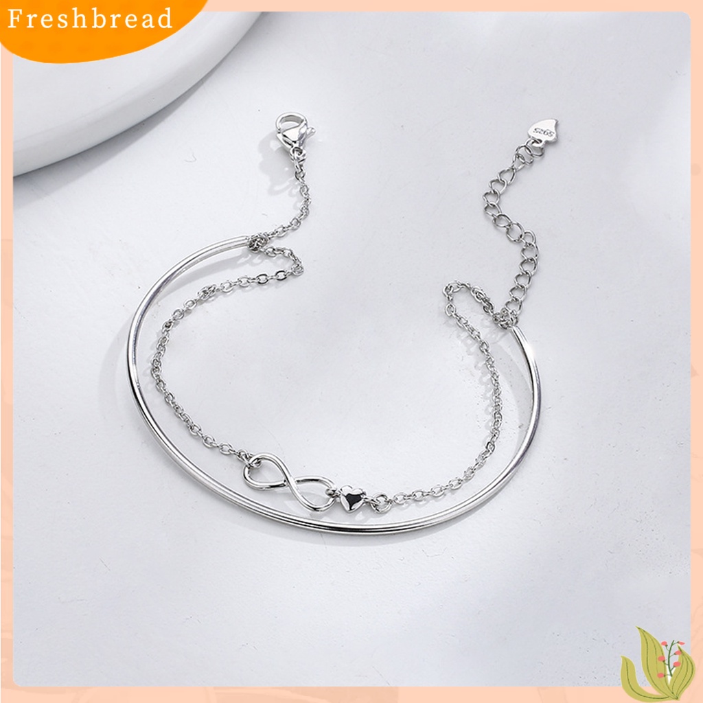 &lt; Freshbread &gt; Wanita Gelang Lapisan Ganda Kilau Cerah Liontin Cinta Abadi Electroplating Anniversary Souvenir Unfading Infinity Charm Bracelet Bangle Untuk Pakaian Sehari-Hari