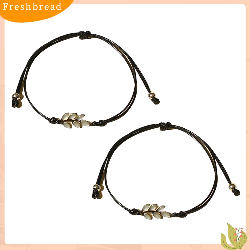 &lt; Freshbread &gt; 2Pcs Pesona Gelang Daun Bercahaya Menawan Buatan Tangan Hias Adjustable Dekorasi Kepribadian Cahaya Biru Neon Gelang Perhiasan Aksesori