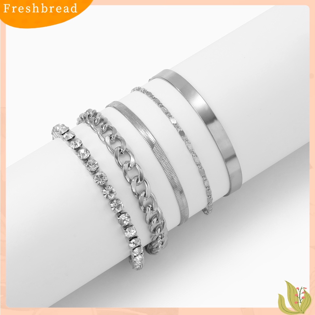 &lt; Freshbread &gt; 5Pcs Gelang Adjustable Vintage Minimalis Geometris Elemen Gelang Set Hadiah Ulang Tahun