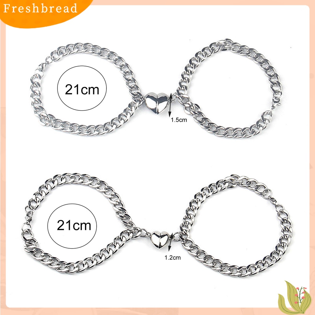 &lt; Freshbread &gt; 2Pcs Gelang Kekasih ic Adjustable Gelang Atraksi Hati Voguish Bahan Stainless Steel Untuk Pesta