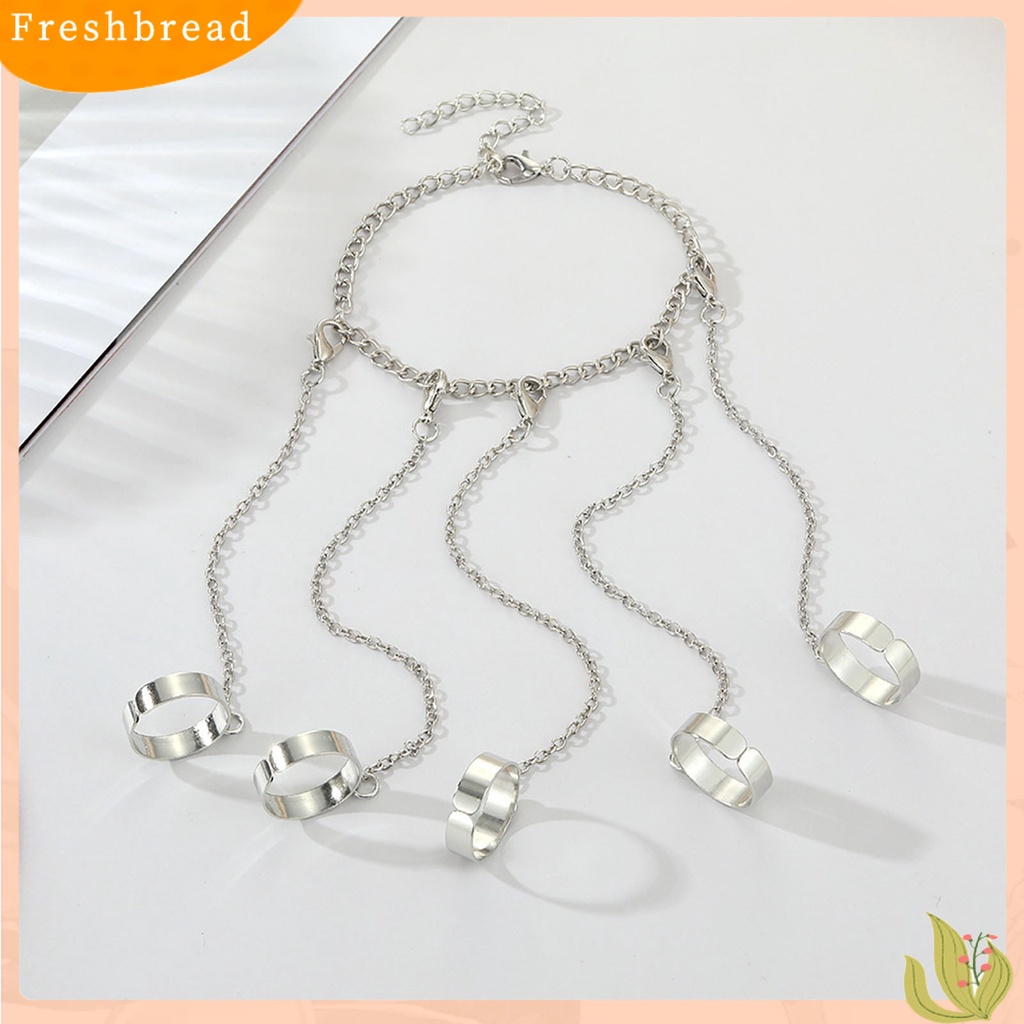 &lt; Freshbread &gt; Removable Multilayer Rantai Warna Silver Hand Harness Gelang Punk Geometris Pria Cincin Gelang Perhiasan Aksesoris