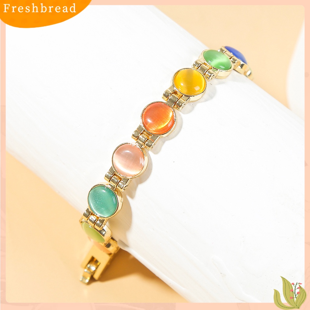 &lt; Freshbread &gt; ic Gelang Terapi Berlapis Emas Menghilangkan Kelelahan Perhiasan Fashion Batu Mata Kucing Mengkilap Bangle Kuat Untuk Kehidupan Sehari-Hari