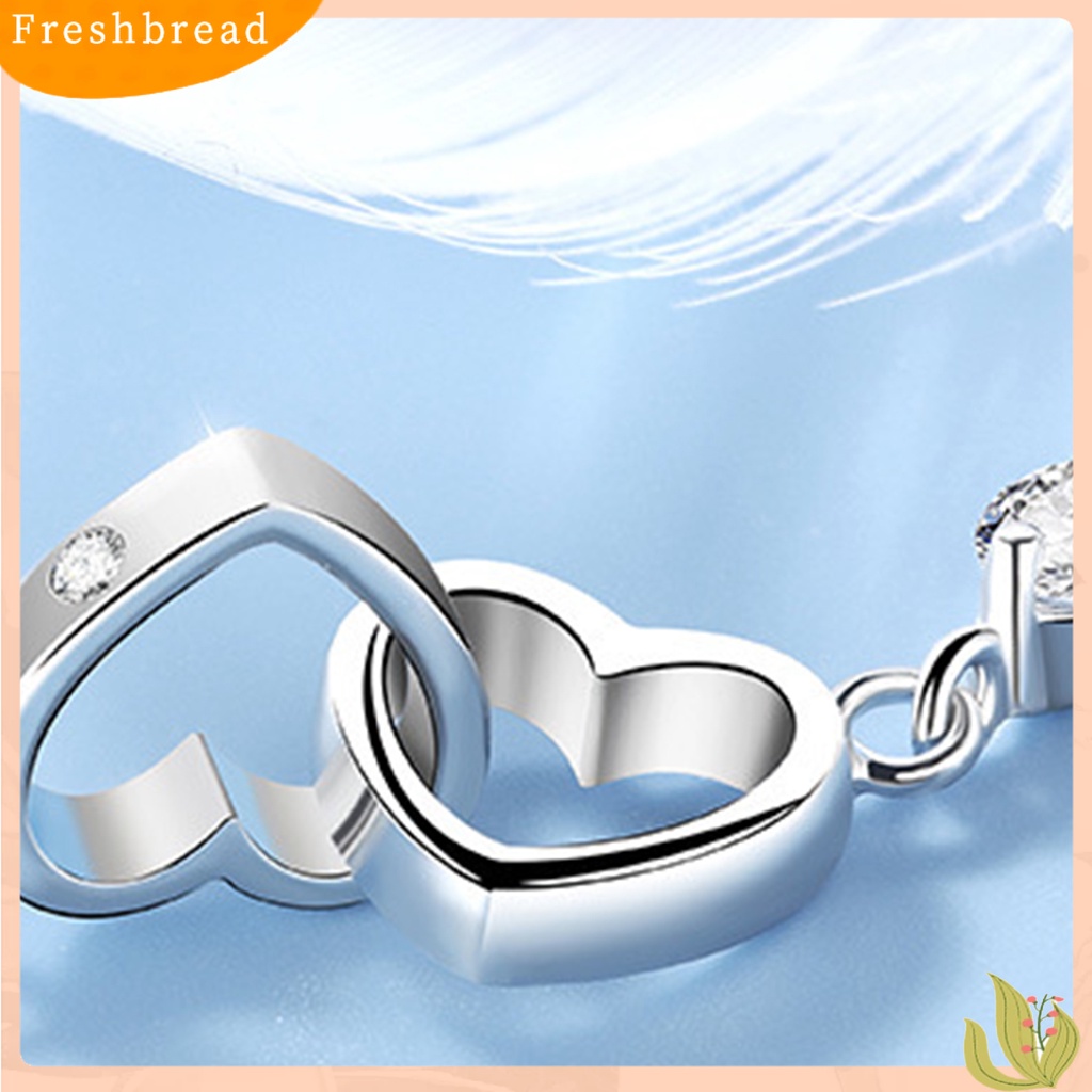 &lt; Freshbread &gt; Gelang Eye-catching Pengerjaan Halus Tembaga Menawan Wanita Rantai Tangan Hati Ganda Untuk Kekasih