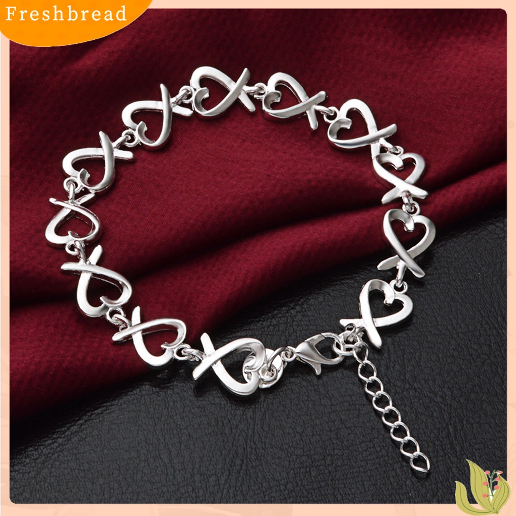 &lt; Freshbread &gt; Gelang Bentuk Hati Ringan-Berat Warna Silver 21cm Wanita Perhiasan Rantai Untuk Pesta