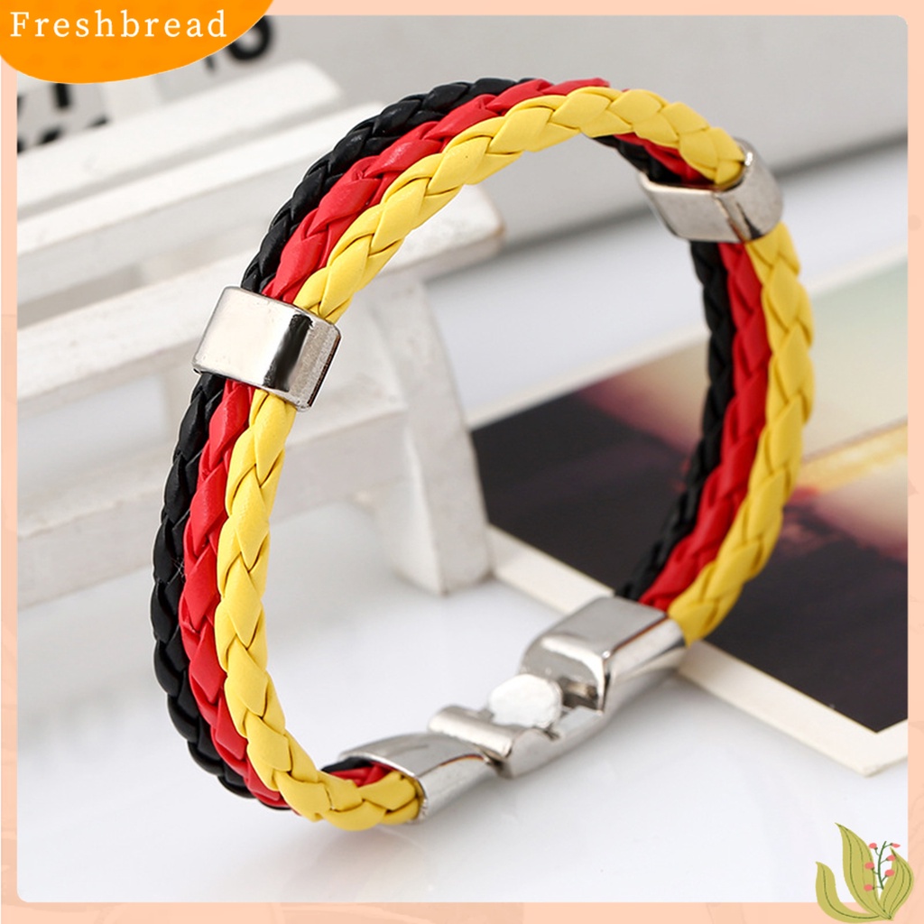 &lt; Freshbread &gt; Gelang Anyaman Dengan Gesper Multi Layers Casual World Cup National Element Bracelet Untuk Kehidupan Sehari-Hari