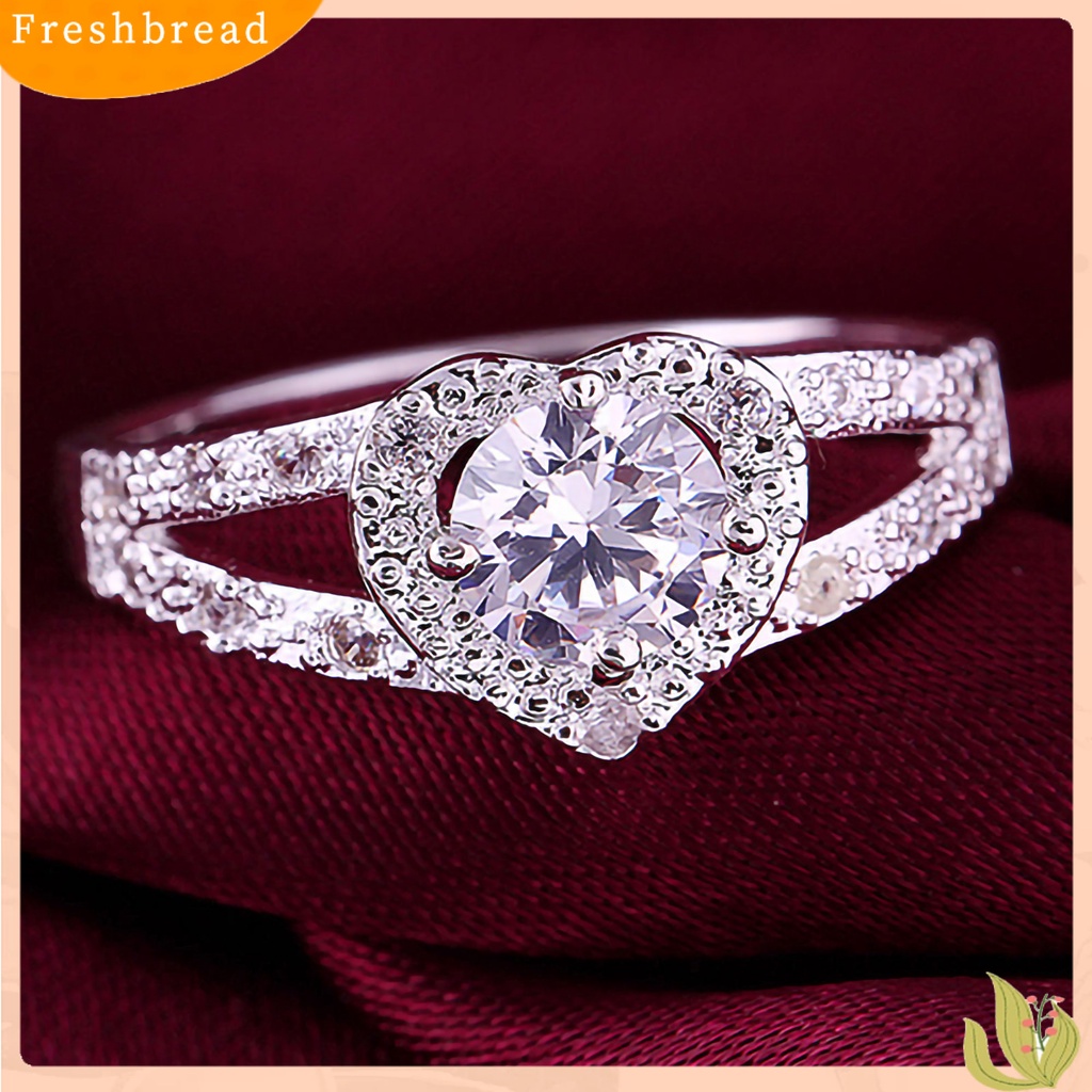 &lt; Freshbread &gt; Cincin Berlian Imitasi Hias Perhiasan Kreatif Bentuk Hati Hadiah Pertunangan Untuk Wanita