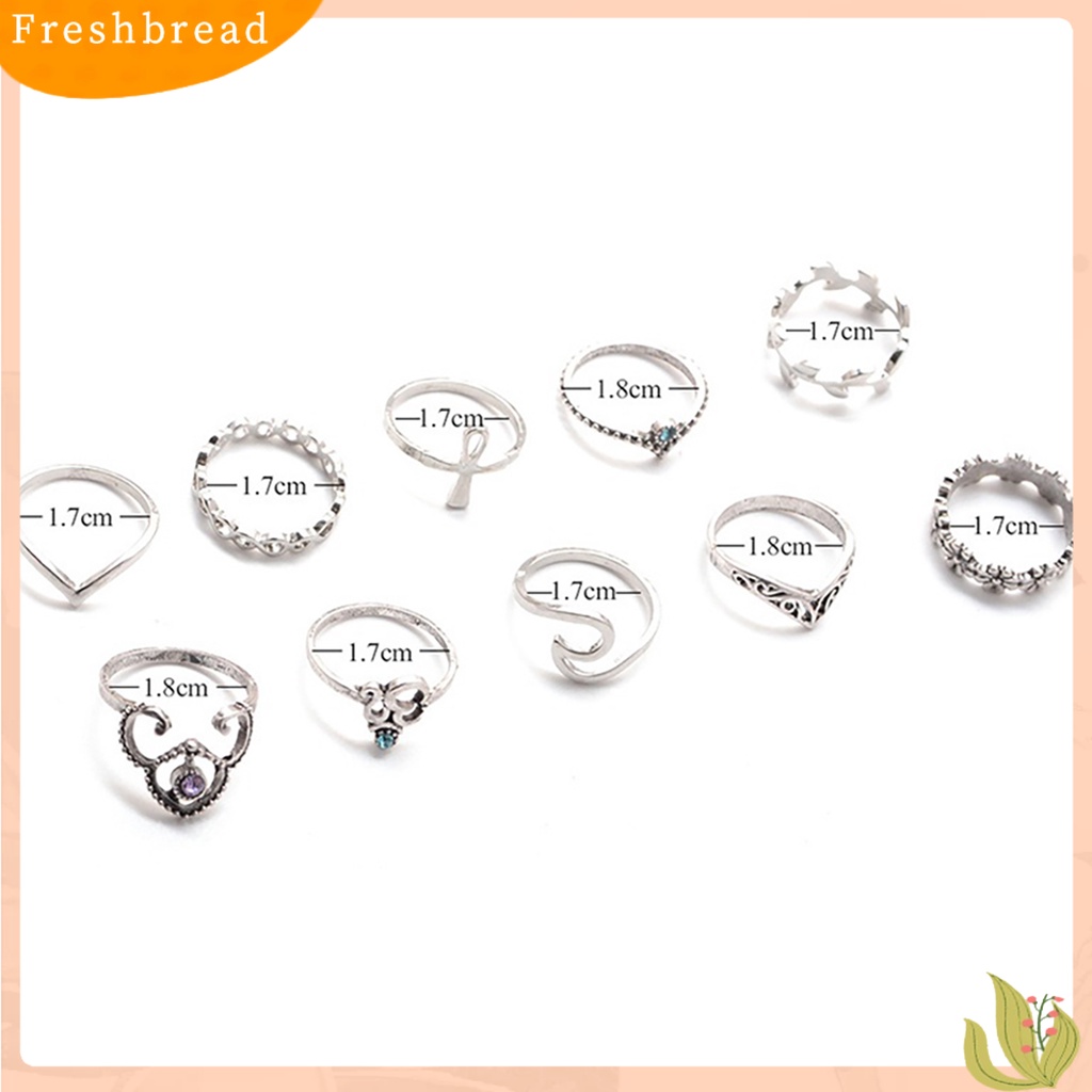 &lt; Freshbread &gt; 10pcs Cincin Buku Jari Vintage Bentuk Bunga Wanita V Shape Knuckle Band Untuk Club