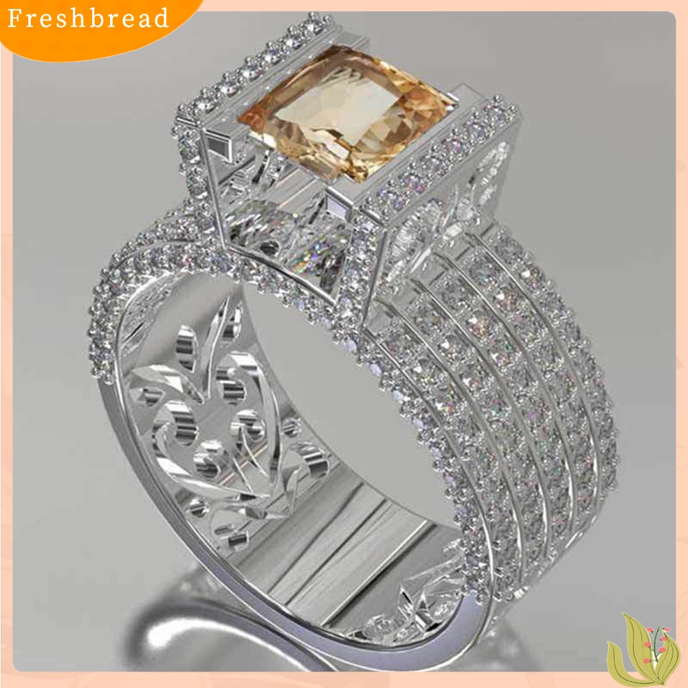 &lt; Freshbread &gt; Fashion Wanita Berongga Kerawang Zirkon Berlian Imitasi Jari Cincin Pengantin Perhiasan Hadiah